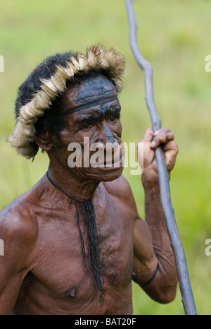 La danse traditionnelle des combats papou Banque D'Images