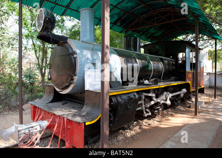 Le vieux train à vapeur du Chemin de fer de Mysore, Karnataka, Inde Banque D'Images