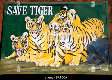 Peinture de tigres, Ranthambhore National Park, Rajasthan, Inde Banque D'Images