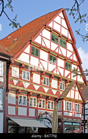 Maison à Baeckerstrasse à Hamelin dans le Weser Hills en Allemagne Banque D'Images