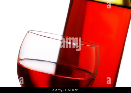 Bouteille de vin rouge et le verre Banque D'Images