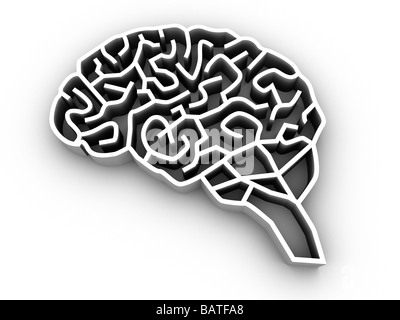 La complexité du cerveau. L'ordinateur de l'oeuvre conceptuelle abrain représentée comme un labyrinthe complexe. Banque D'Images