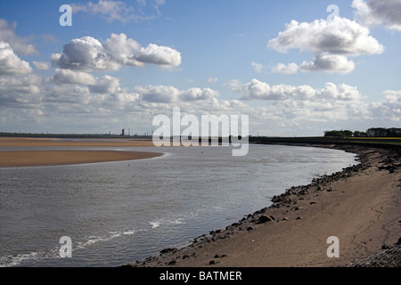 L'estuaire de la rivière Mersey, Widnes, Cheshire, Royaume-Uni Banque D'Images
