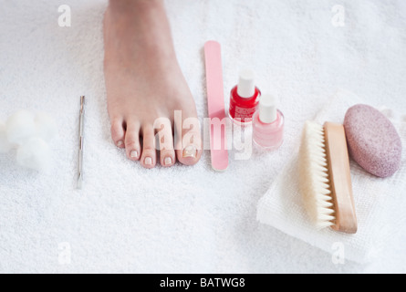 Close-up of woman's foot ayant pédicure Banque D'Images