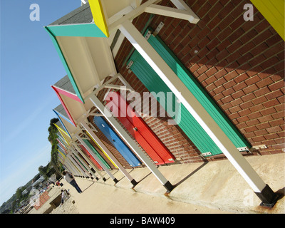 Cabines de plage, plage du nord, Swanage, à l'île de Purbeck, Dorset, Angleterre, Grande-Bretagne, Royaume-Uni, UK, Europe Banque D'Images