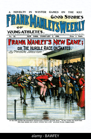 Frank Manley Nouveau Jeu : ou,la course de haies sur patins Banque D'Images