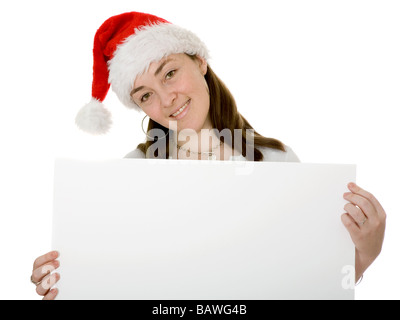 Noël santa avec un panneau Banque D'Images