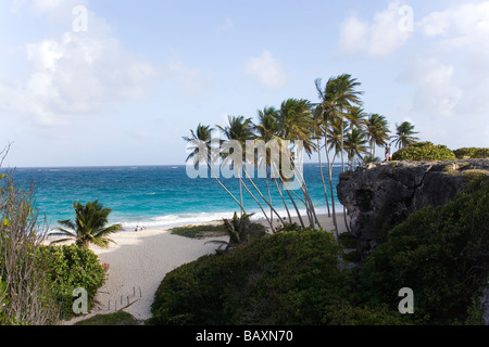 Vue sur plage de sable fin de la baie inférieure, Saint Philip, Barbade, Caraïbes Banque D'Images