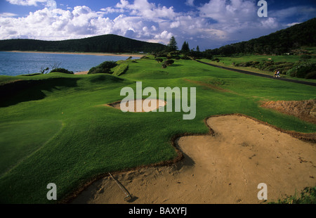 Cours de golf près de la côte, l'île Lord Howe, de l'Australie Banque D'Images