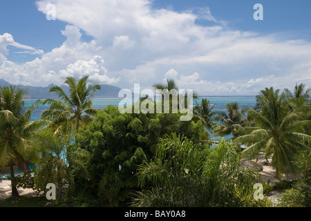 Vue de Moorea à partir de l'hôtel InterContinental Tahiti Resort, Tahiti, îles de la société, Polynésie Française Banque D'Images