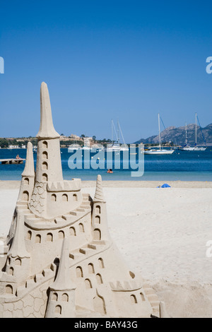 Château de sable Sculpture sur Plage, Port de Pollensa, Majorque, Iles Baléares, Espagne Banque D'Images