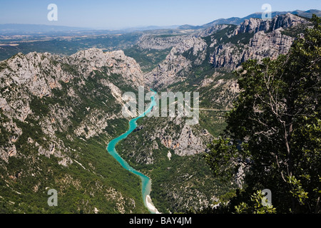 Grand Canyon du Verdon, vue sur le canyon et la rivière Verdon, Alpes de Haute Provence, Provence, France Banque D'Images