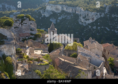 Voir à l'ancien village des Baux-de-Provence, Vaucluse, Provence, France Banque D'Images