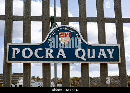 Pocra Quay signe, dans le port, Aberdeen, Écosse Banque D'Images