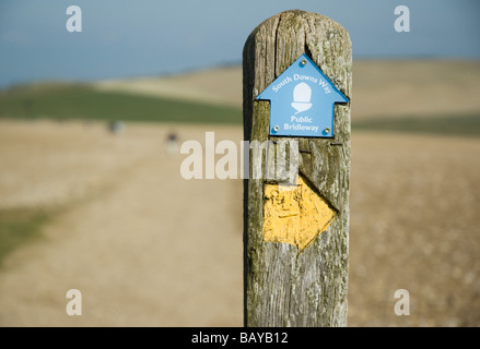 Les South Downs Way Bridleway panneau. Banque D'Images