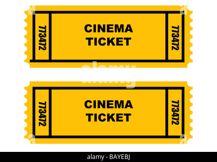 Illustration de deux billets de cinéma ou de cinéma avant et à l'arrière isolé sur fond blanc Banque D'Images