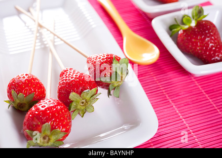 Bâtonnets de fraises dessert Banque D'Images