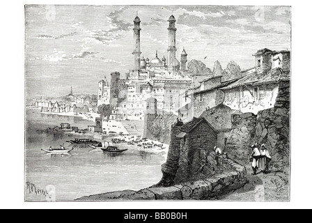 Varanasi Benares Ville fleuve Ganga Ganges Uttar Pradesh Etat indien bouddhiste bouddhistes saints Jaïns Jain Senthoo religiou culturel Banque D'Images