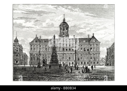 Palais Royal à Amsterdam Koninklijk Paleis Pays-bas Maison royale néerlandaise de l'hôtel de ville town hall square Dam Jacob van Campen coupole Banque D'Images