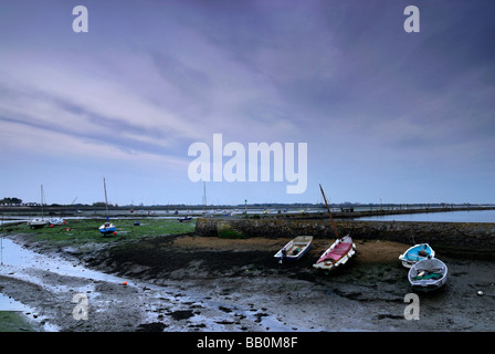 Bateaux échoués à marée basse dans le port de Chichester Emsworth England UK Banque D'Images