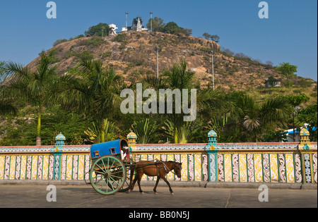 Cheval et piège près de hill top culte Palani Tamil Nadu Inde Banque D'Images