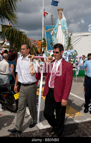 La masse des marins et la bénédiction de la mer Saint Barthelemy Gustavia Procession Jour Banque D'Images