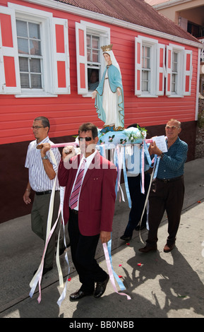 La masse des marins et la bénédiction de la mer Saint Barthelemy Gustavia Procession Jour Banque D'Images