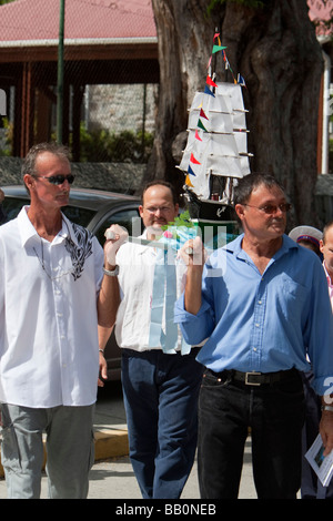 La masse des marins et la bénédiction de la mer Saint Barthelemy Gustavia Procession Jour Banque D'Images