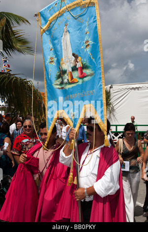 La masse des marins et la bénédiction de la mer Saint Barthelemy Gustavia Procession Jour Banque D'Images