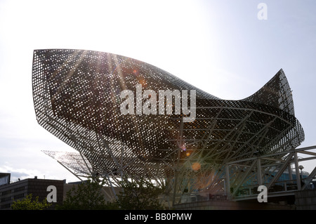 Frank Gehry's peix d'or à Barcelone, Espagne Banque D'Images