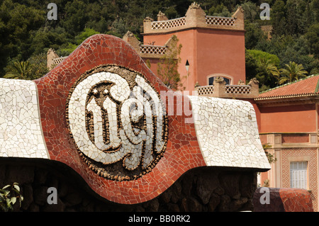 Antoni Gaudis célèbre parc Güell à Barcelone, Espagne Banque D'Images