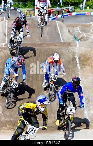 Course à la Coupe du Monde Supercross BMX Banque D'Images