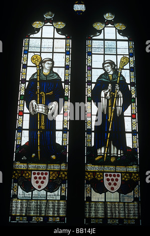 Vitrail, Église de guilde, Stratford-upon-Avon, montrant John De Countances et Godefroy de Gifford Banque D'Images