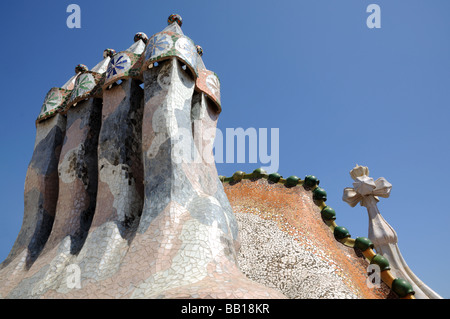 Détail du toit d'Antoni Gaudis Casa Batllo, Barcelona Espagne Banque D'Images