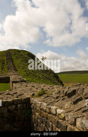 Milecastle 39 Nick Castle, mur d'Hadrien.Steel Rigg article près de Northumberland Hexham en Angleterre. Banque D'Images