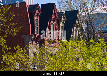 Maisons typiques de la rue Sherbrooke, Montréal Banque D'Images