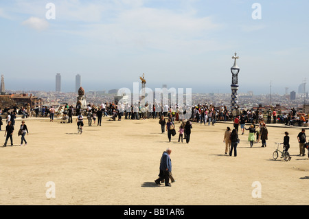 Antoni Gaudis Parc Güell à Barcelone Espagne Banque D'Images