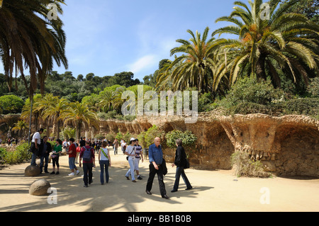 Antoni Gaudis Parc Güell à Barcelone Espagne Banque D'Images