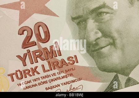 Turquie 20 Lıra Turkısh nouvelle banque billets de monnaie ıssued In 2009 Banque D'Images