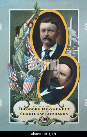 Pour le Président, Theodore Roosevelt,pour,Vice-Président Charles W. Fairbanks Banque D'Images