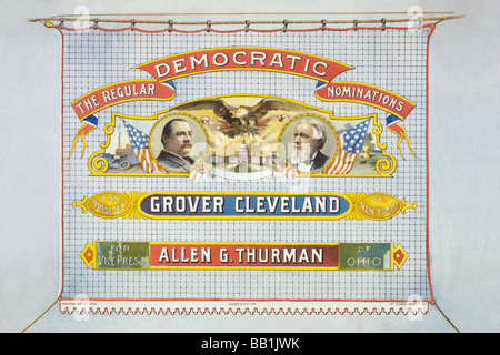 Les candidatures pour la démocratie,le Président Grover Cleveland de New York. Pour la Vice-prés't,Allen G. Thurman de l'Ohio. Banque D'Images