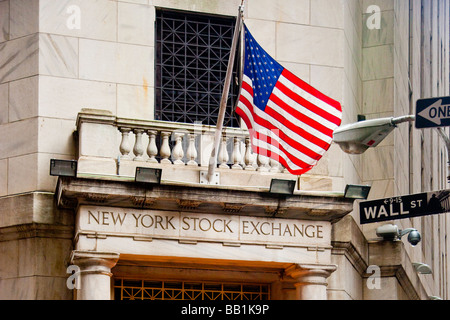New York Stock Exchange et de Wall Street Sign in Manhattan Banque D'Images
