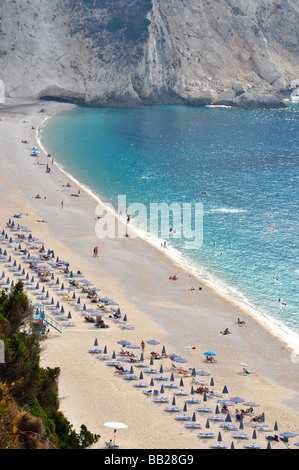 Superbe plage de Myrtos à Kefalonia, Grèce - dit être la plus belle plage d'Europe Banque D'Images