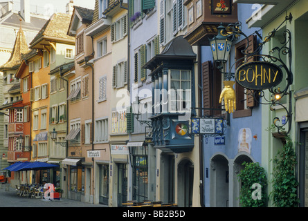 Maisons à Augustiner Gasse de Zurich en Suisse Banque D'Images