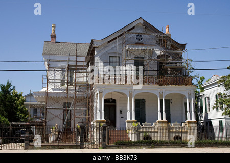 États-unis, Louisiane, Nouvelle Orléans. Une maison en cours de rénovation après l'ouragan Katrina. Banque D'Images