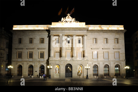 Ajuntament (Mairie) sur la plaça de Sant Jaume de Barcelone, Espagne Banque D'Images