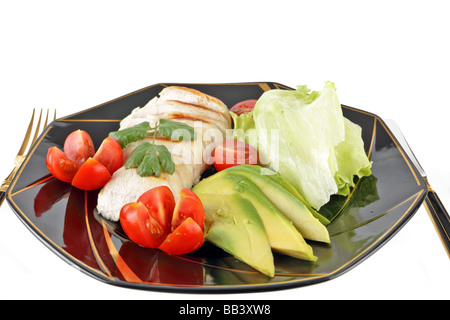 Poulet grillé avec une salade repas axé sur l'alimentation Banque D'Images