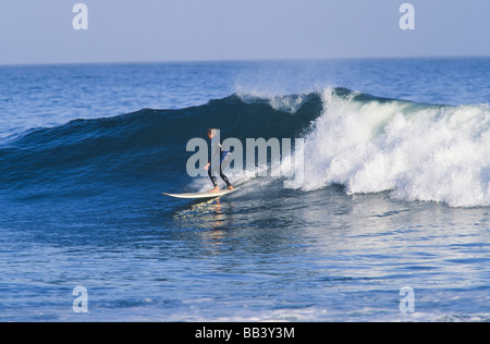 Surfer les vagues d'équitation,longboard, Baja California au Mexique Banque D'Images