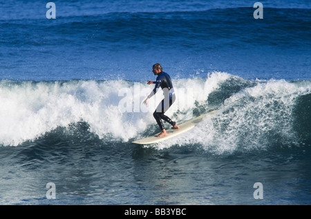 Surfer les vagues d'équitation,longboard, Baja California au Mexique Banque D'Images