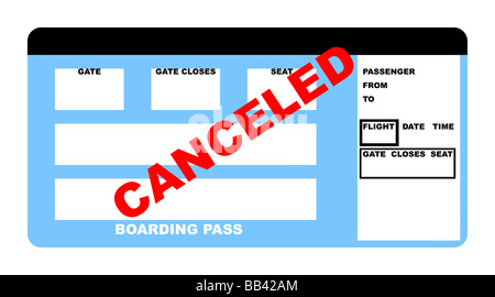 Illustration de blank annulé airline boarding pass ticket isolé sur fond blanc Banque D'Images